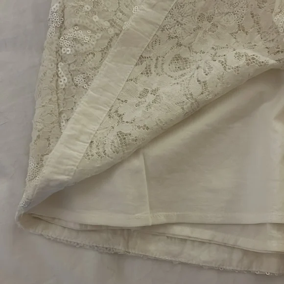 Vintage Hollister cream sparkly sequined lace skirt, size small - Picture 4 of 6